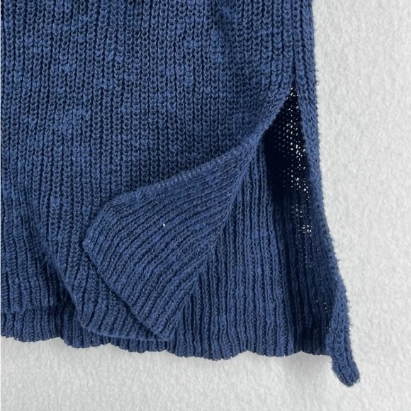 Eileen Fisher Indigo Blue Organic Linen Cotton Slub Tunic Sweater Top S - Picture 3 of 8